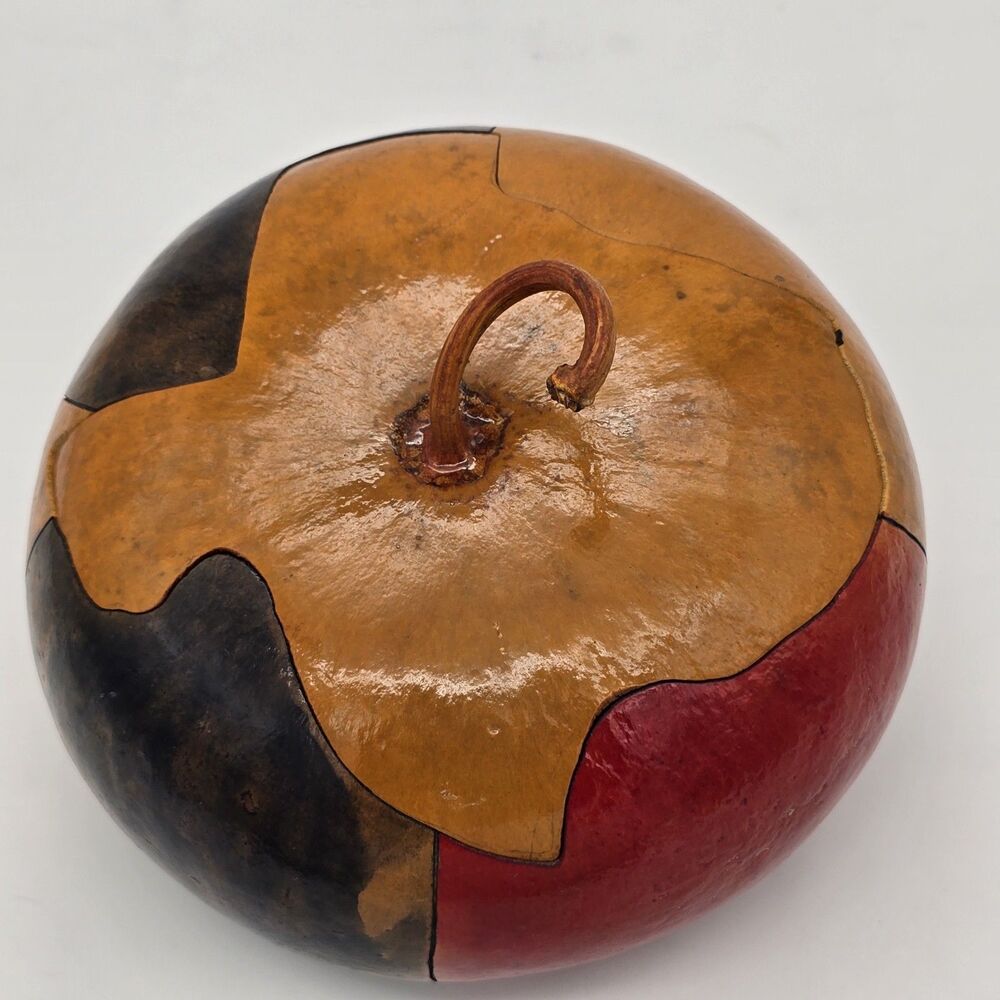 Vintage Texas Flag Hand Painted Folk Art Gourd Signed Marla C.